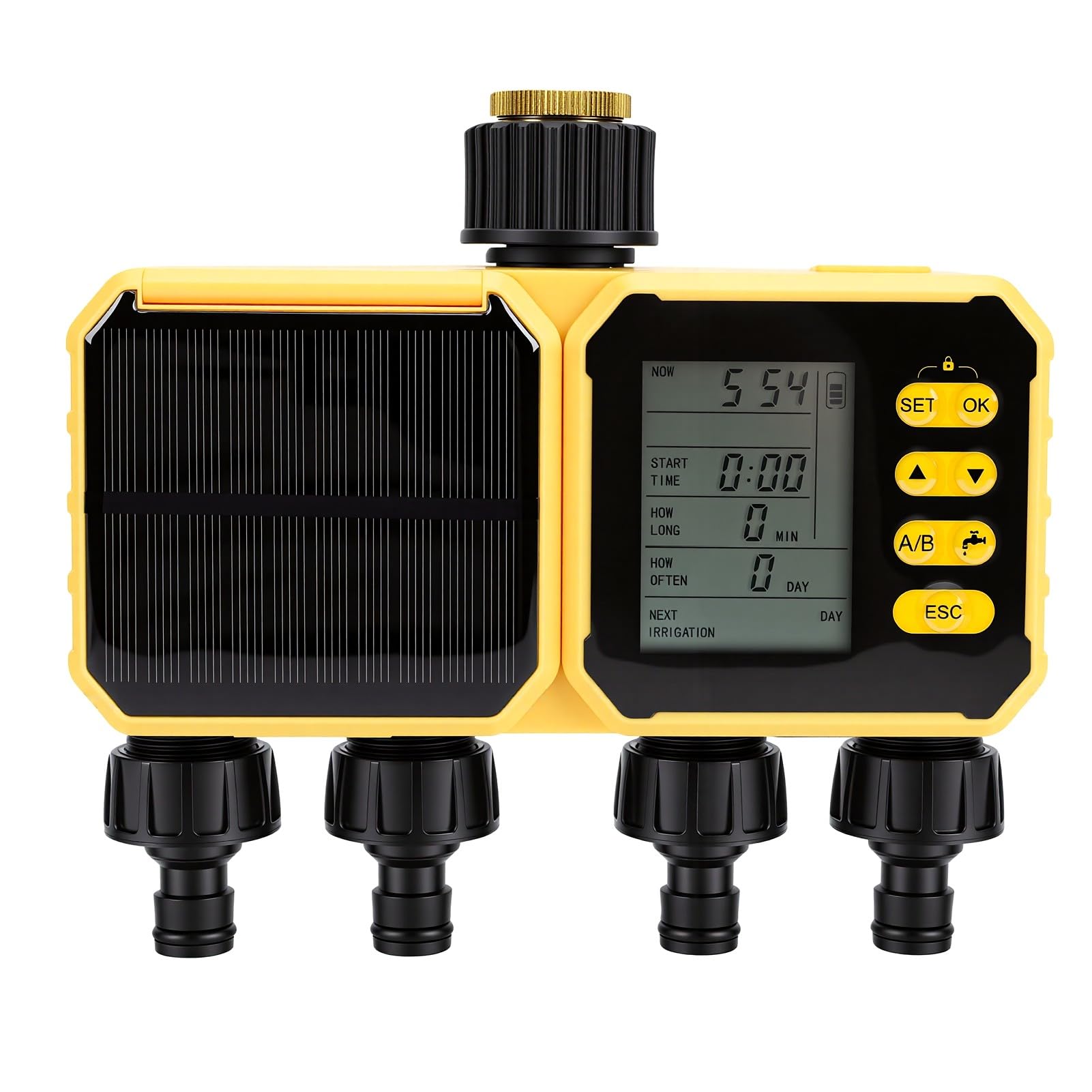 banapoy Temporizzatore Irrigazione Solare Wifi 4 Zone Programmabili | Ritardo Pioggia, Timer per Irrigatore Controller Irrigazione Automatico Digitale A Prova Acqua per Piante Prato, Giardino