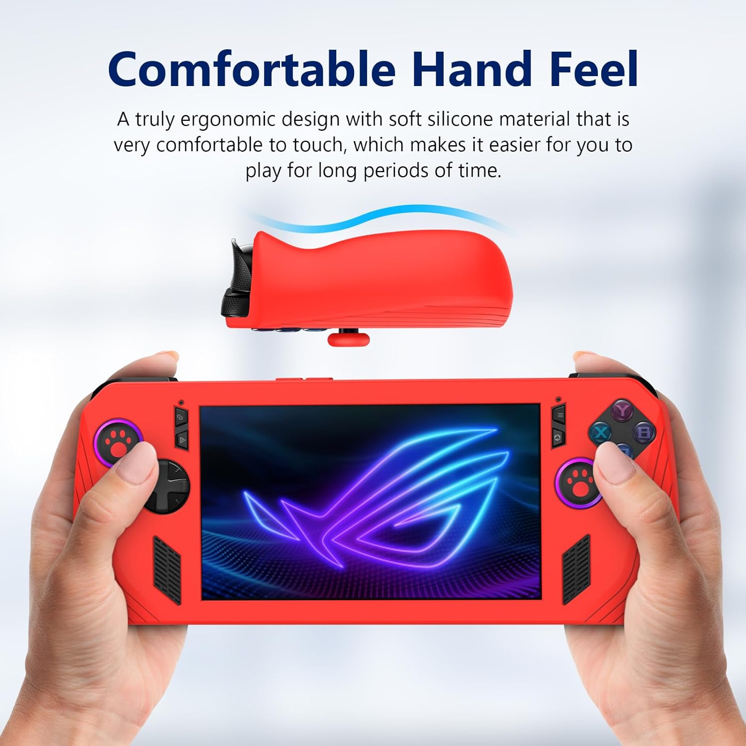 Silicone Case for ASUS ROG Ally X 2024, Soft Protective Cover Sleeve with 2 Thumb Grip Caps Anti-Scratch Dustproof Protector Ultra Slim Shell Skin for ROG Ally X Handheld Game Console