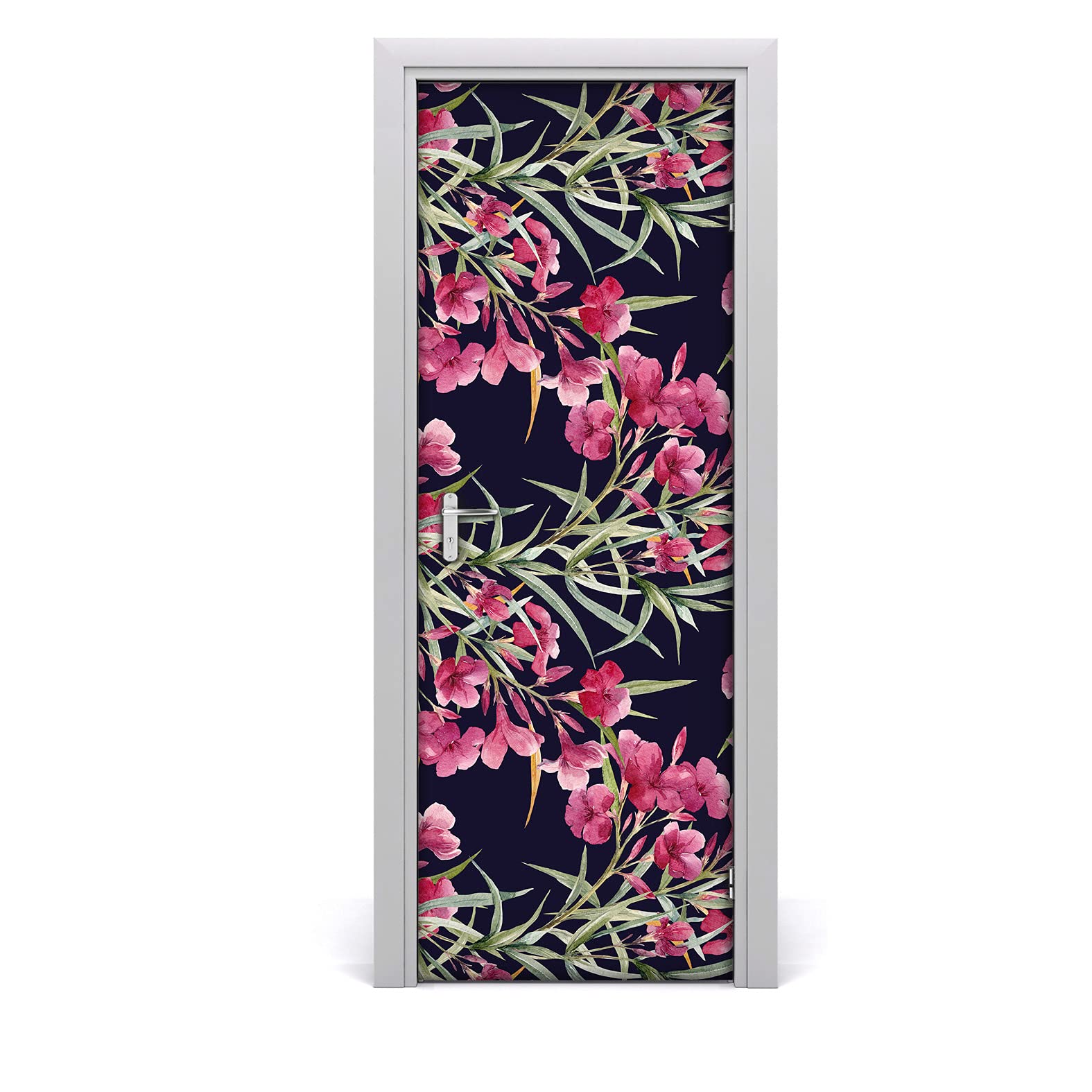 Papier peint sur la porte pour masquer les rayures sticker fleurs étanche 77x200cm