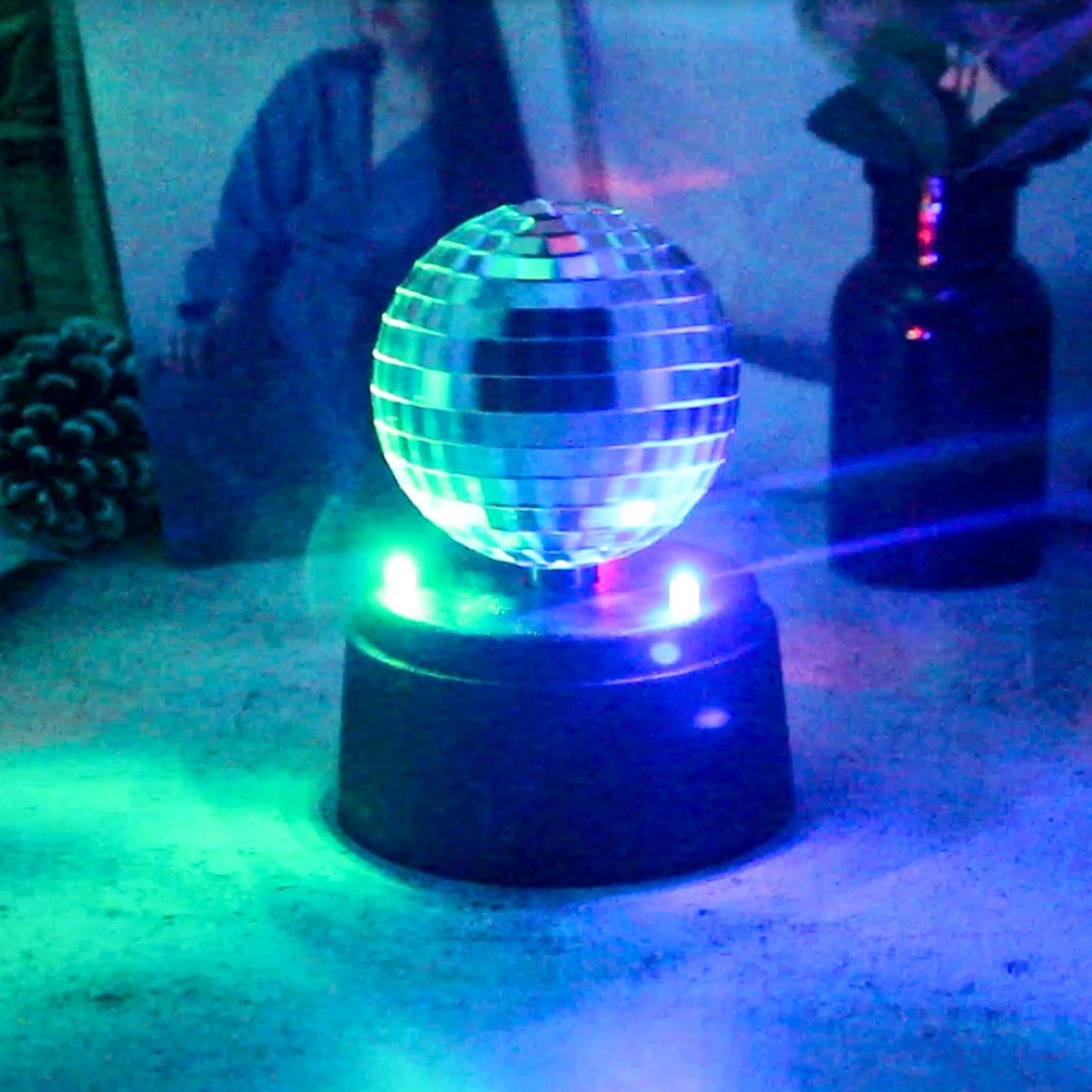 Boule Disco-Spiegellicht, Party-Spiegellicht, Boule Fête Diskokugel, kleine Discokugel mit Spiegel, rotierende Bühne, Mini-Discokugel mit Akku für Hochzeit, E
