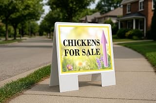 Chickens For Sale Spring Flowers Yellow Field Up Arrows A-Frame Single Sided 23x23 in. sign