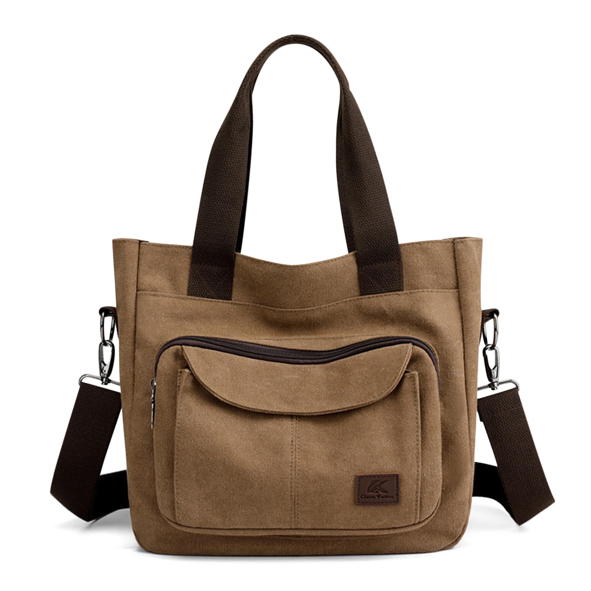 DIRRONA Borsa da Donna Tela Moda Borsa a Tracolla Casuale Leggero Borsa a Spalla Donna Viaggiare Lavori Shopping Università Donna Tote Crossbody Bag Marrone