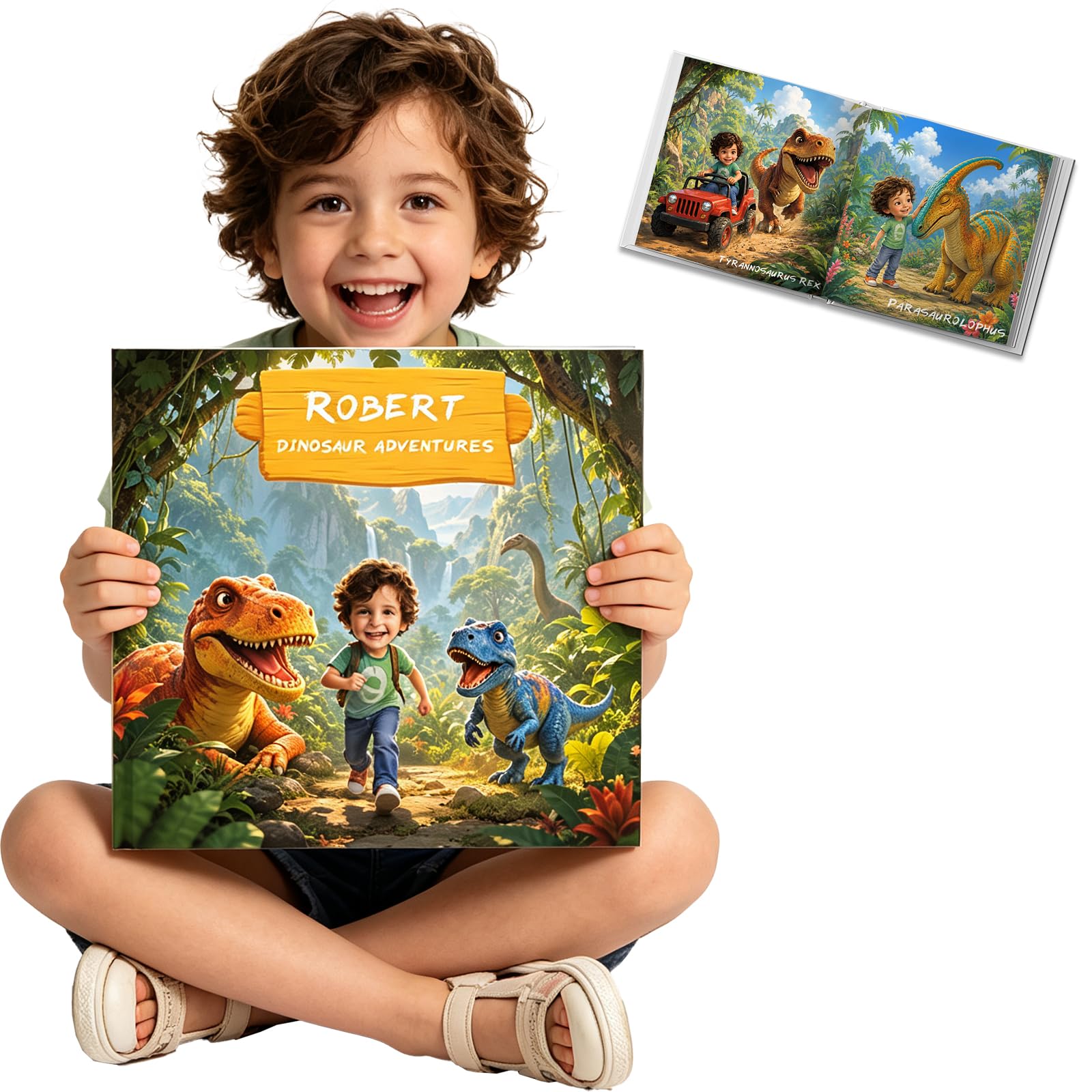 personalized Picture Book for kids,Dinosaur Adventure-Custom Name & Photo