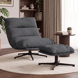 skølm Hnoss Relaxsessel mit Hocker, 4 Positionen, 360° drehbar, dunkelgrau