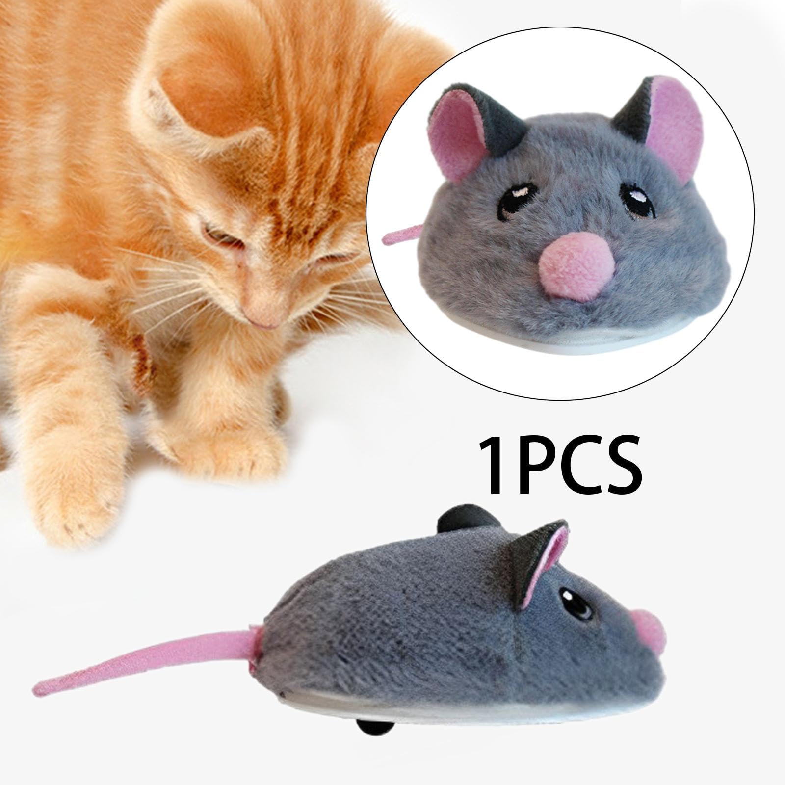Lot de 5 souris électriques interactives pour chats d'intérieur Gris