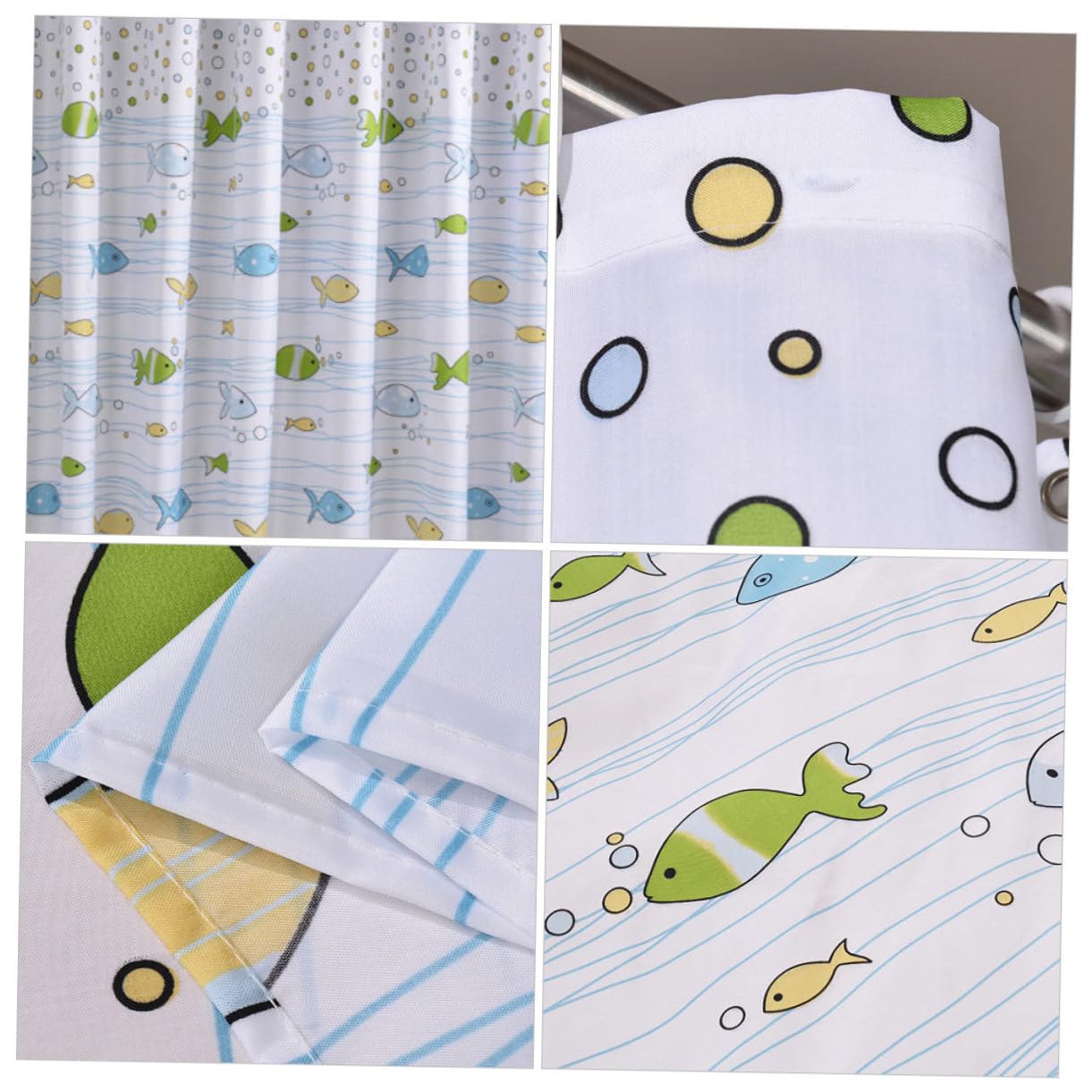 Cortina de Ducha Infantil Adorable de Poliéster Secado Rápido con Ganchos para Baño con Diseño de Dibujos Animados