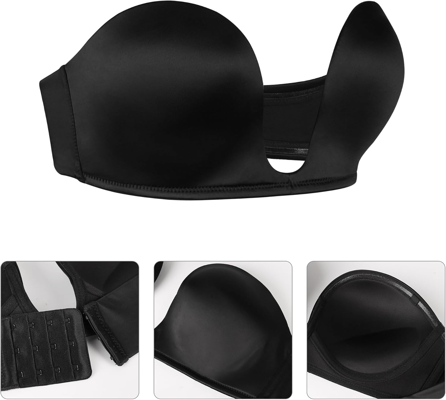 Lemorosy Women's Deep V Plunge Red Carpet Convertible Push Up Strapless Padded Bra -Low Cut Sexy U Shaped - Image 6