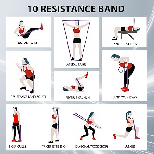 Miniatura 6 de LEEKEY Resistance Bands, Exercise Bands with Handles,Pull Up Assist Bands - Band Set with Door Anchor - Bands for Working Out,Band for Men and Women