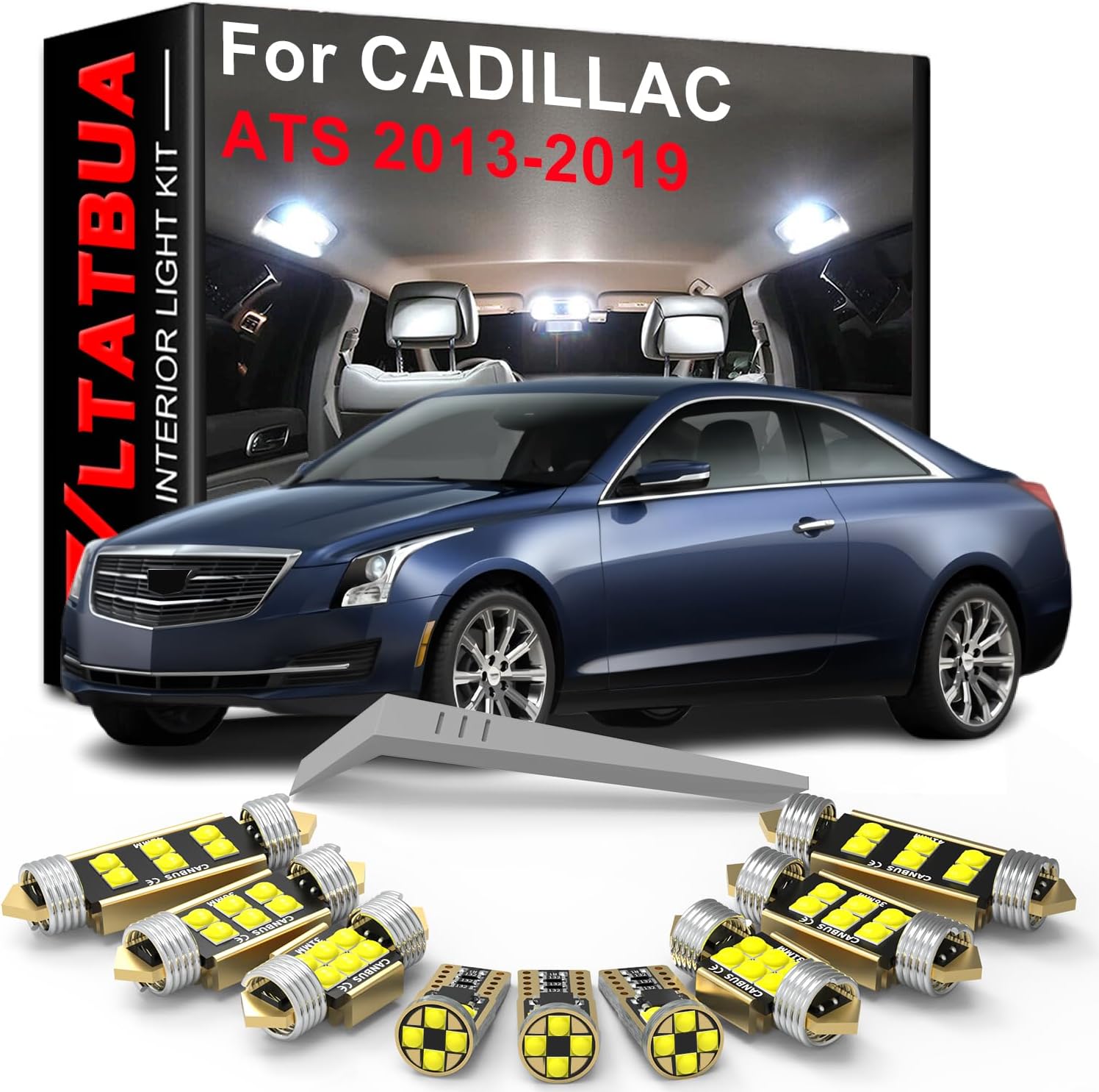 LED Interior Light Kit Package Replacement for CADILLAC ATS 2013 2014 2015 2016 2017 2018 2019
