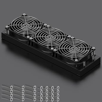 Clyxgs Water Cooling Radiator, 12 Pipe Aluminum Heat Exchanger Radiator with Fan for PC CPU Computer Water Cool System DC12V 360mm Black