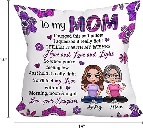 Miniatura 8 de Love Signal Almohada morada personalizada para mamá, regalo personalizado para abuela de hija y nietos, flor de cumpleaños para el día de la madre