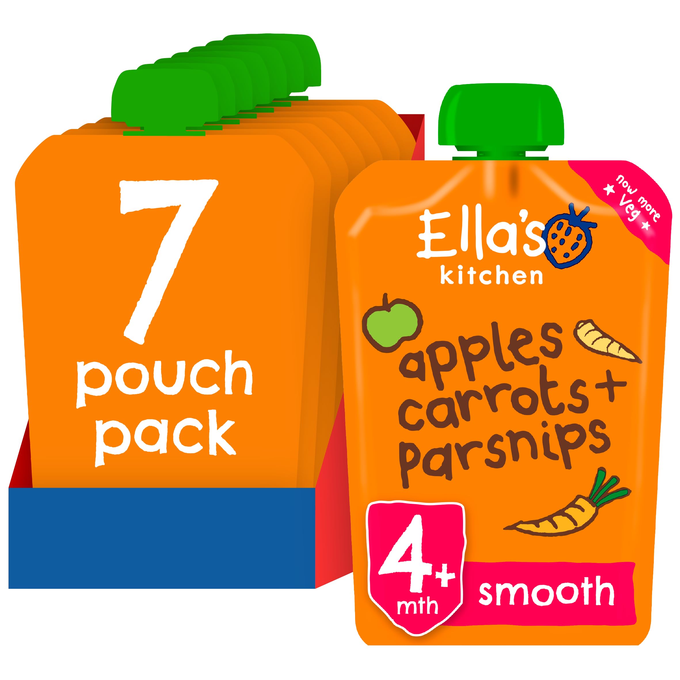 Ella's Kitchen Stage 1 From 4 Months Organic Carrot, Apple and Parsnip 120 g (Pack of 7)EU Organic