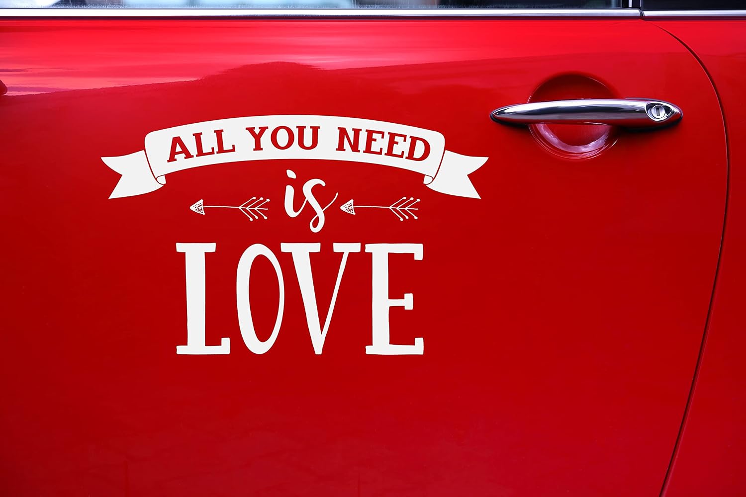 Miss Pretty London Wedding day car sticker - All you need is love, 33x45cm, White #1 - Image 4