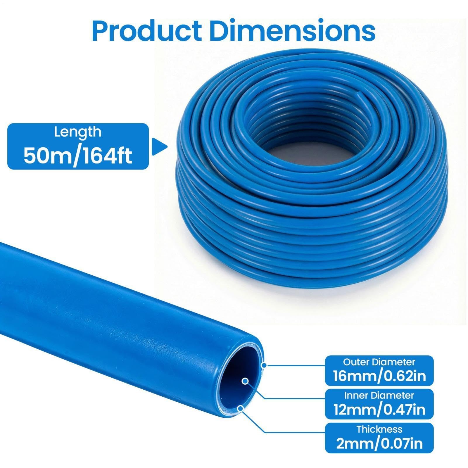 16 mm x 50 m Tubería multicapa PEXs con capa de aluminio, tubería resistente para instalaciones de calefacción suelo radiante y radiadores residenciales