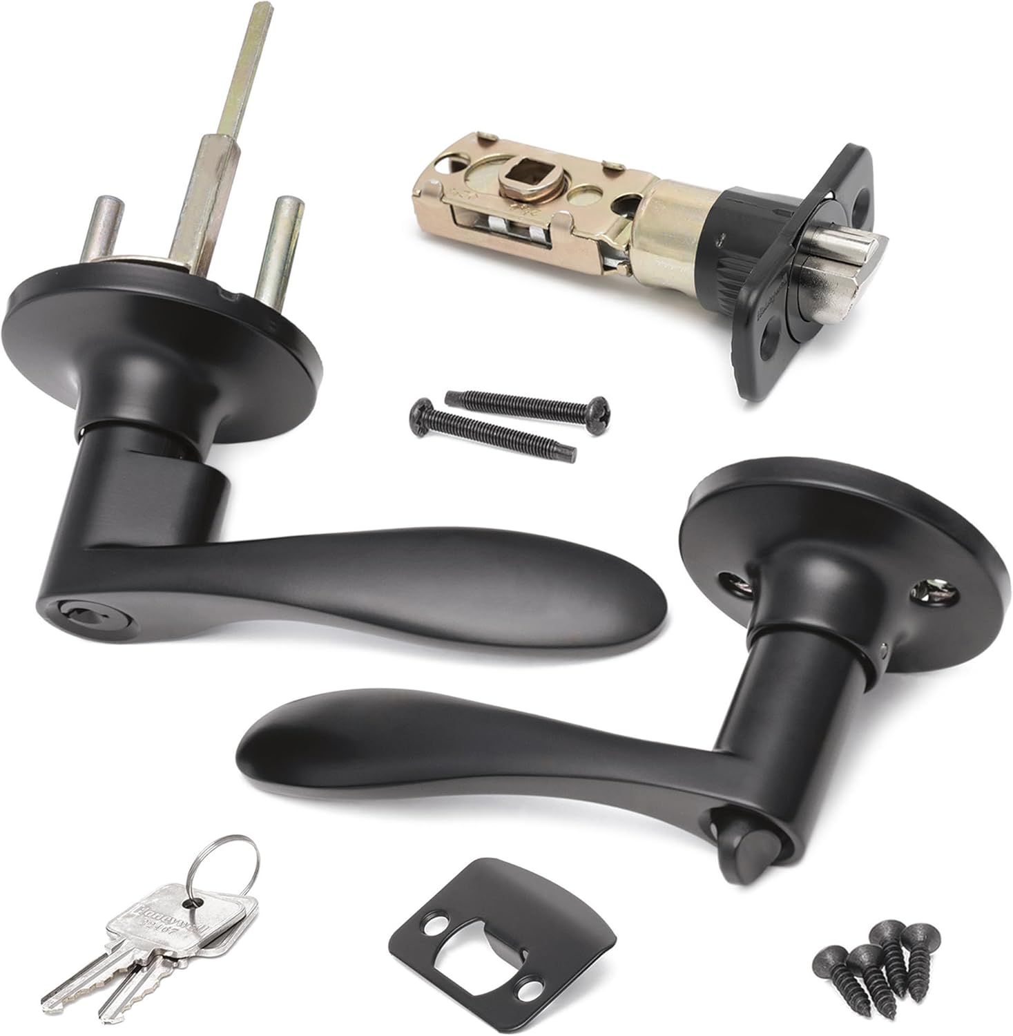 Honeywell Safes & Door Locks Interior Door Handle – Lever Door Handle with Reversible Design, Matte Black, Keyed Entry Function, Easy-to-Install Door Handles for Home & Office - 8108700