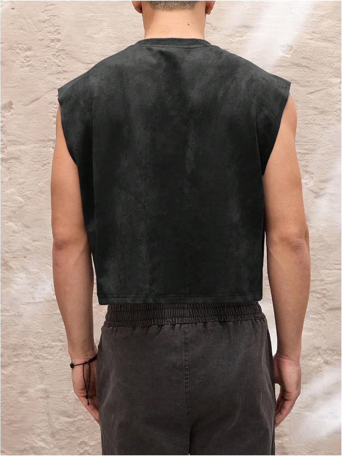 GORGLITTER Men's Dolman Sleeve Crop Vest Top T Shirts Crewneck Loose Pullover Tank Tops - Image 2