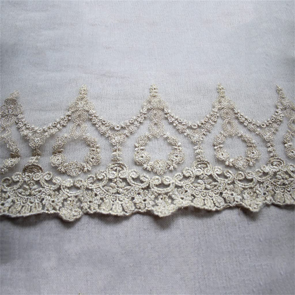 Générique Tulle Dentelle Tissu Paillettes Fil d'or Broderie Frange Ruban Bricolage Robe De Mariée Vêtements Rideaux Couture Décor (Couleur : Blanc, Taille : 20CM) (Blanc 20CM)