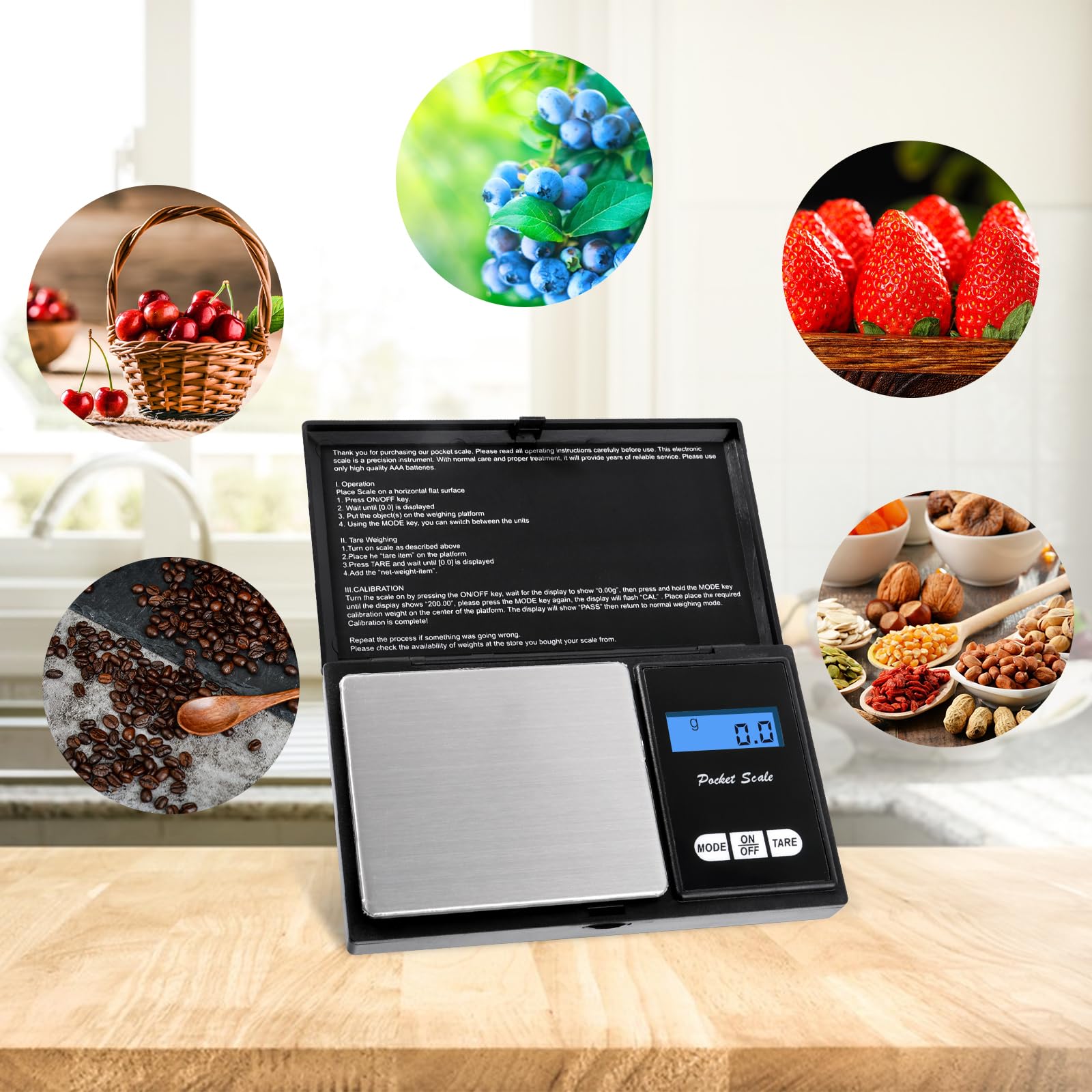 JOPHEK Balance de Precision Mini Écran LCD Rétroéclairé Poche Bijoux Cuisine Haute Précision (200G/0.01G)