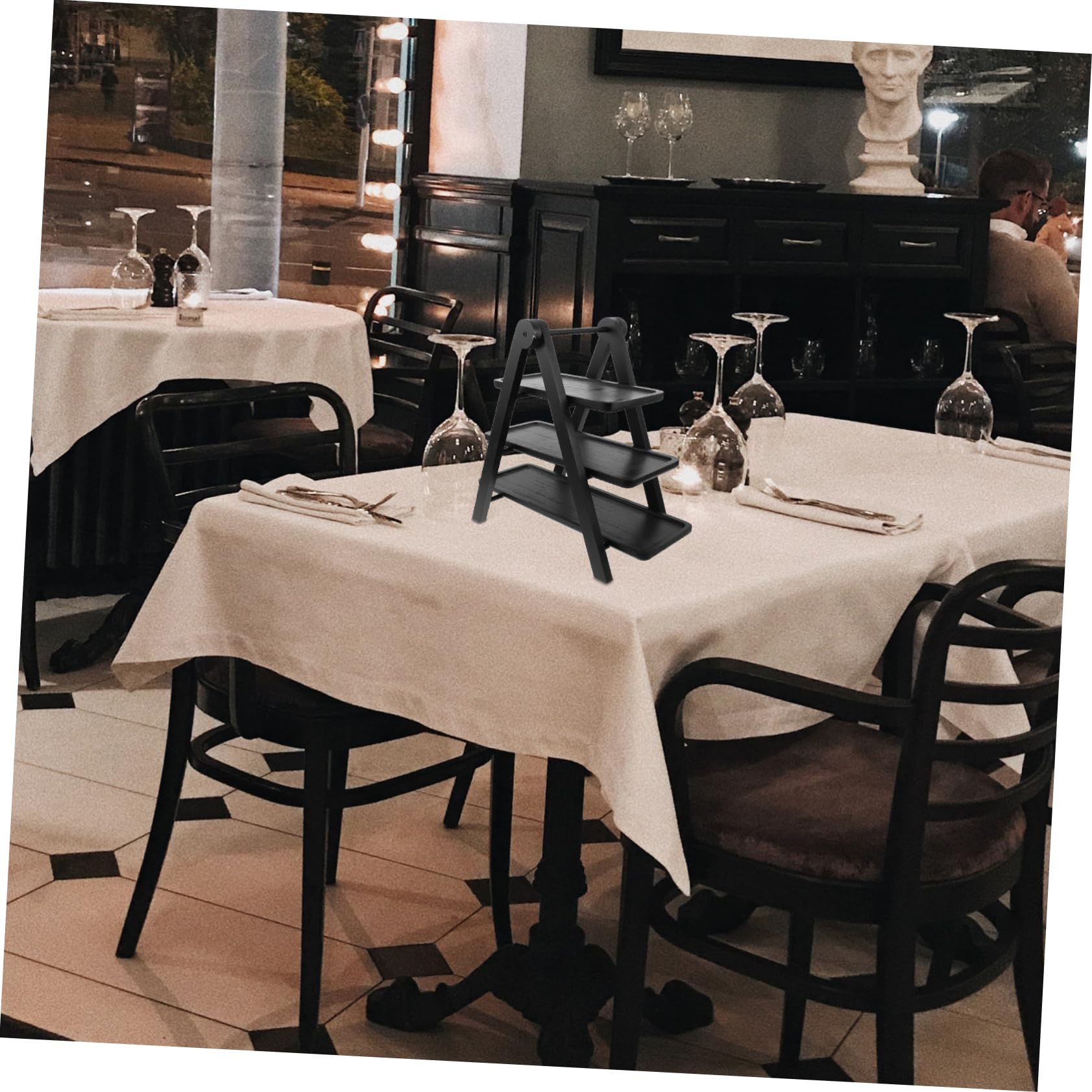 Bandejas para Comida,Bandeja Plegable de Madera Servir,Expositor Multicapa estofados,restaurantes,postres,Fiestas y Eventos.