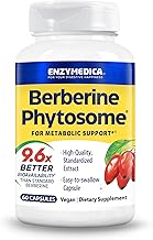 Enzymedica, Berberine Phytosome, 9.6X Better Bioavailability, High Potency Natural Vegan Dietary Supplement for Metabolic Support, 60 Capsules