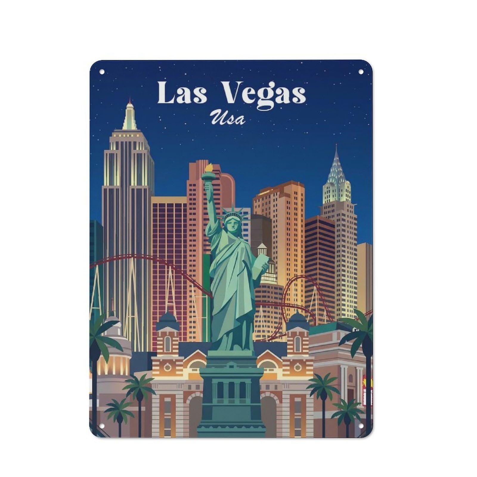 Junmoney Style-10 40X30cm Retro Tin Sign With Las Vegas Usa For Living Room Wall, Housewarming Present For People Styling Living Room