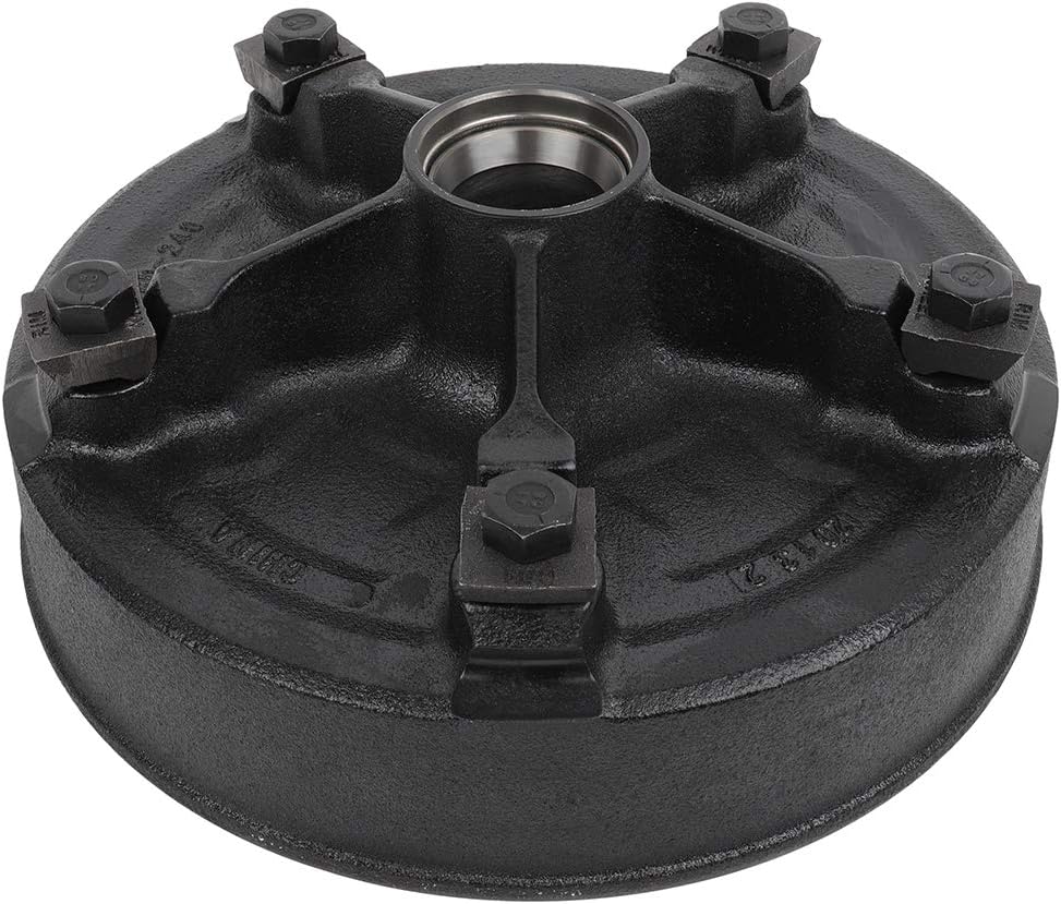 SCITOO Trailer Hub Assembly Mobile Home Trailer Hub 12X2 with Brake Drum 5 Lug 5 on 9.4 Black Paint fit for 68149&67048 Bearing 3500LBS axle