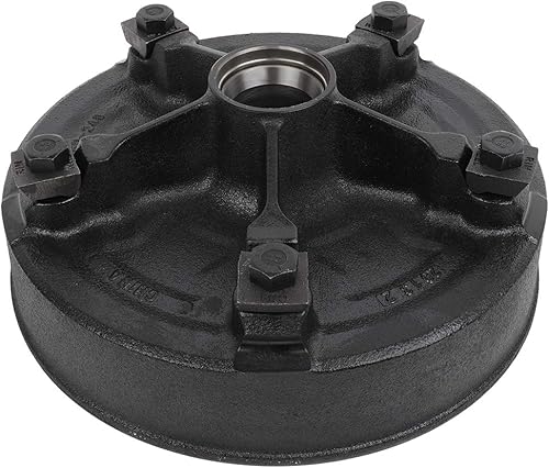 SCITOO Ensamblaje de cubo de remolque para casa móvil, cubo de remolque de 12 x 2 con tambor de freno, 5 lengüetas 5 en 9.4, pintura negra apta para