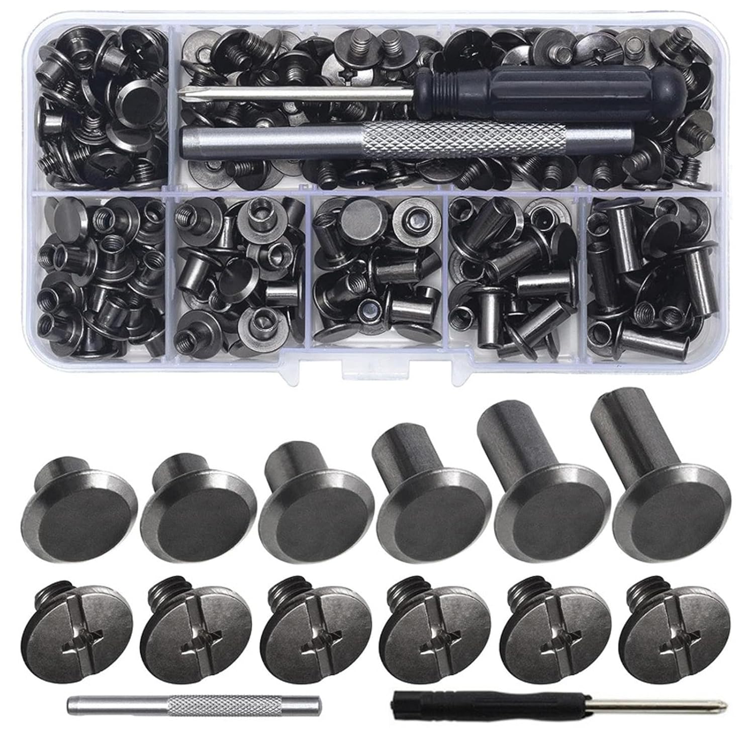Set of 110Pcs Binding Screw Crossed Head Button for Leather Crafting Bookbinding Luggage Purse