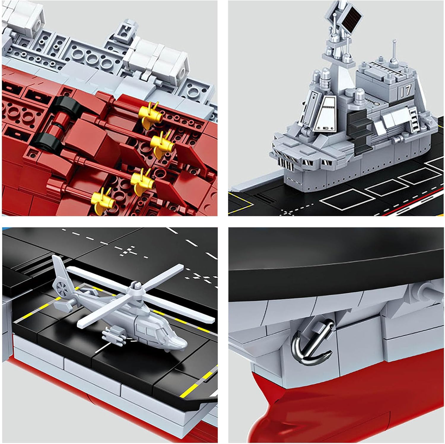 Aircraft Carrier WW2 Military Battleship Building Block Set, Large-SizedCruiser Toy, Military Battle Ship with Helicopter and City Lifeboat, Compatible with Lego Sets for Adults (1514pcs)