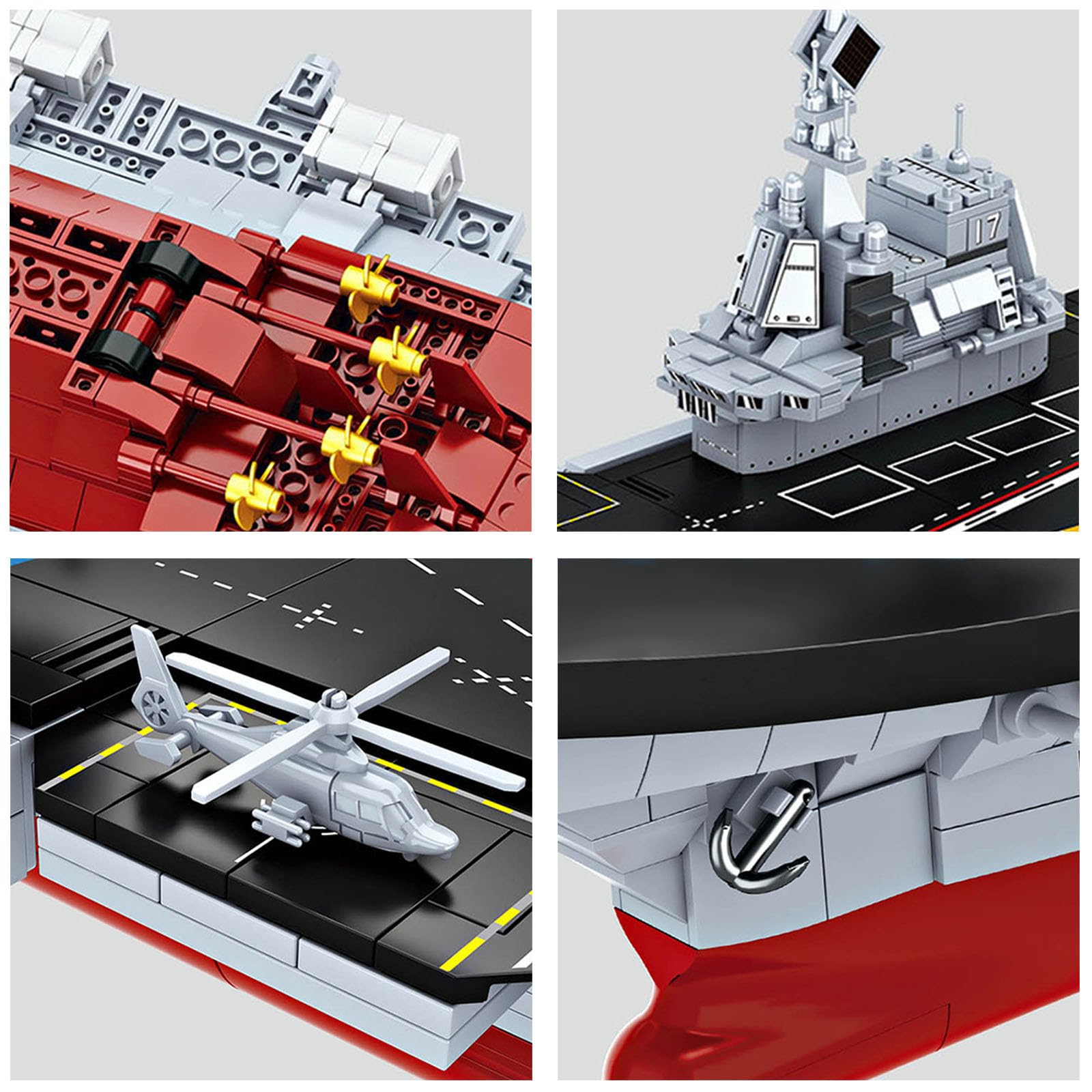 Aircraft Carrier WW2 Military Battleship Building Block Set, Large