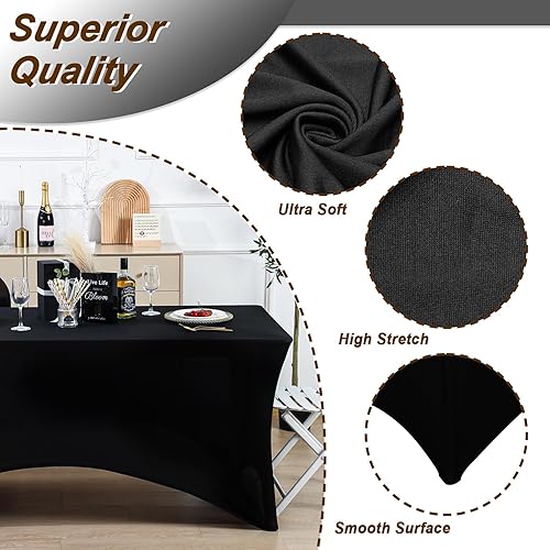 Miniatura 2 de Fixwal Paquete de 2 manteles de elastano de 4 pies, rectangulares, ajustables, resistentes y elásticos, para mesa de patio, eventos, bodas,