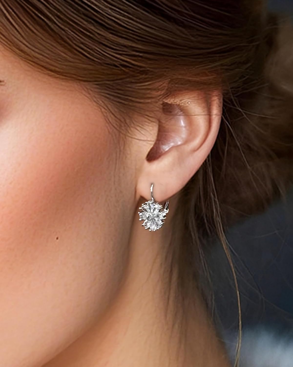 Gold Plated Flower Earrings Birthstone Leverback Earrings Hypoallergenic Vintage Floral Earrings for Women Trendy - Image 2