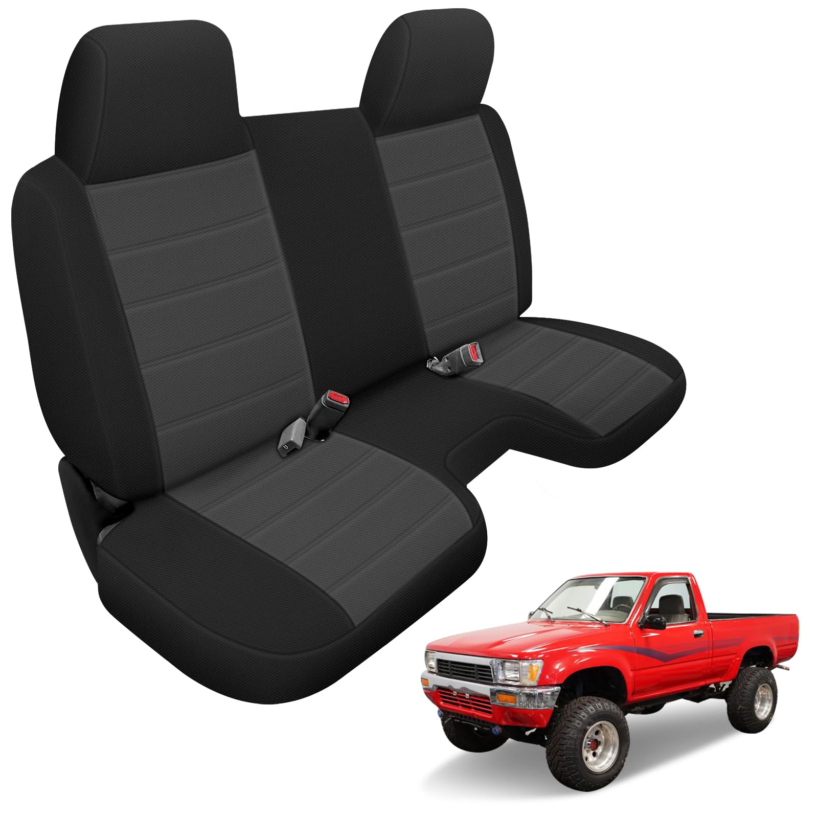 Kistrba Front Bench Seat Cover Compatible with 1990-1995 Toyota Pickup with Molded Headrest and Large Shifter Shorter (Bottom with Small 2-3 inches
