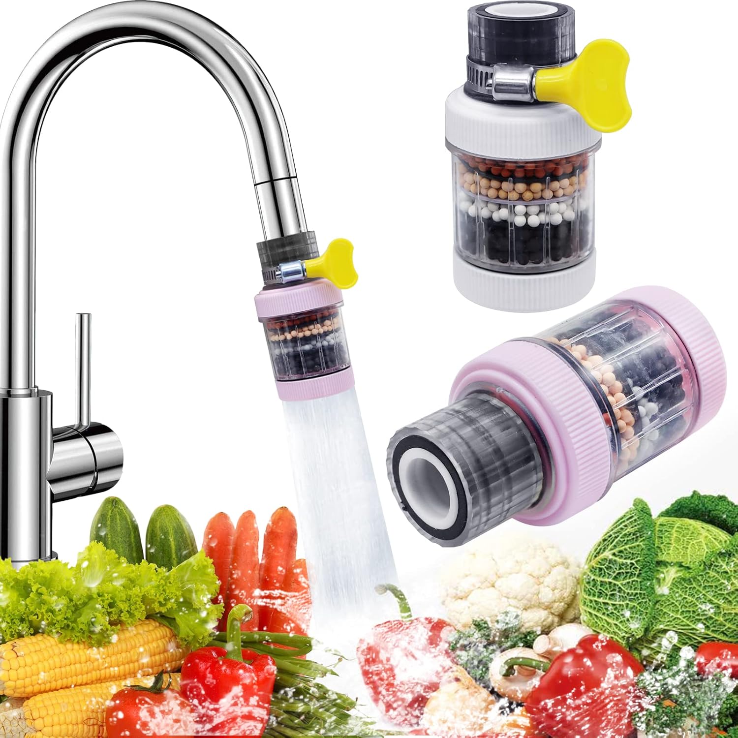 Faucet Tap Water Filter, Uooker 2 Pcs Activated Carbon Kitchen Tap