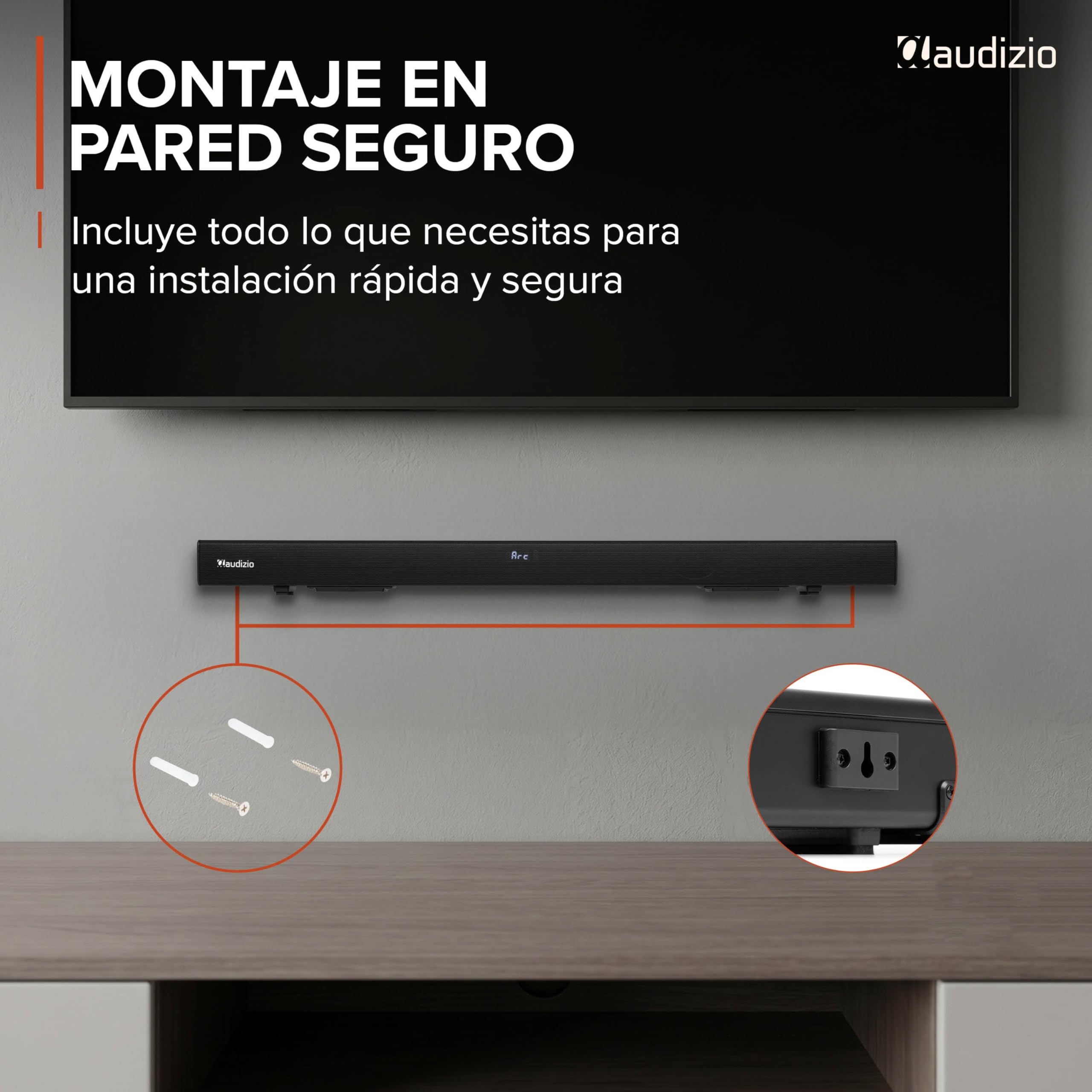 Audizio SB95 - Barra Sonido Bluetooth 120W con HDMI ARC, Bluetooth 5.3, Sistema 2.2, USB, Entrada óptica, Barras de Sonido para TV, Altavoces Bluetooth TV, Home Cinema ARC, Color Negro