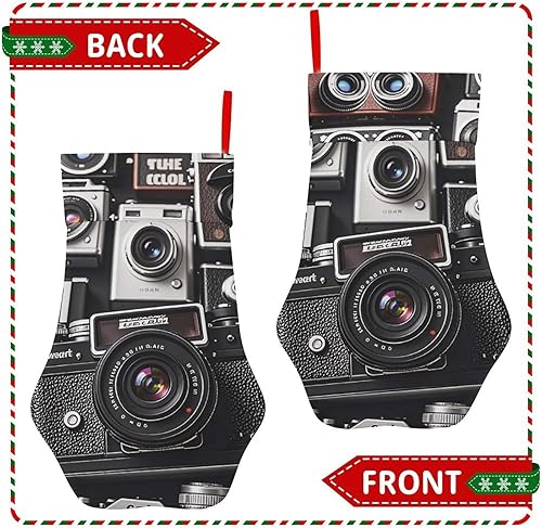 Miniatura 3 de Retro Cool Camera Collection Medias de Navidad para mascotas, gran capacidad, forma de pata de gato, perro, medias de Navidad, decoraciones