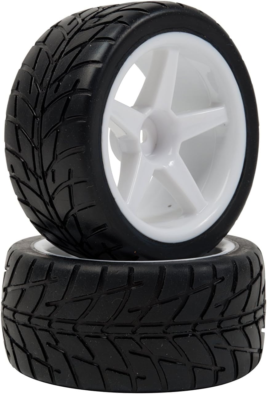 LRP Electronic Racing Slick 65581 VTEC 1/10 Off-road Buggy Complete Wheel with Tyre on Rim โ 1 Pair, White