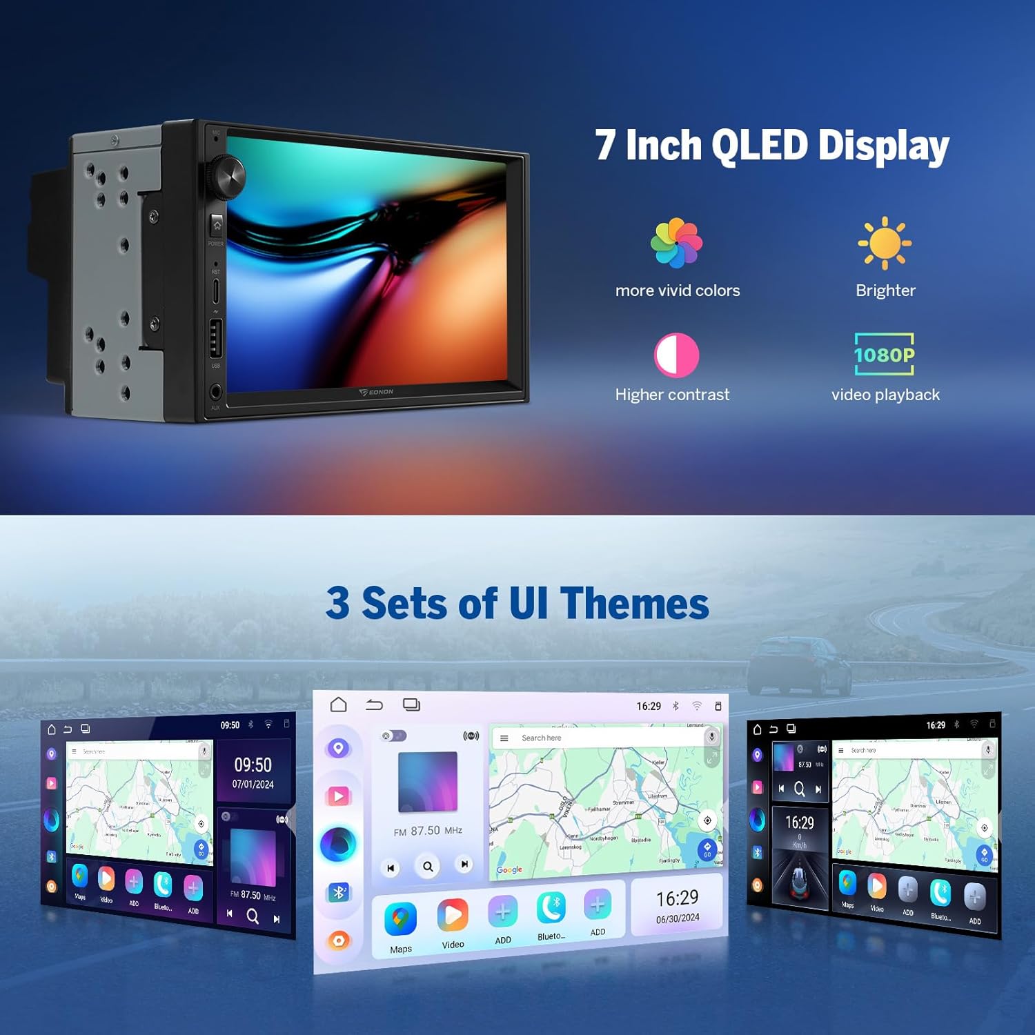 Eonon UX7 QLED Display and UI Themes
