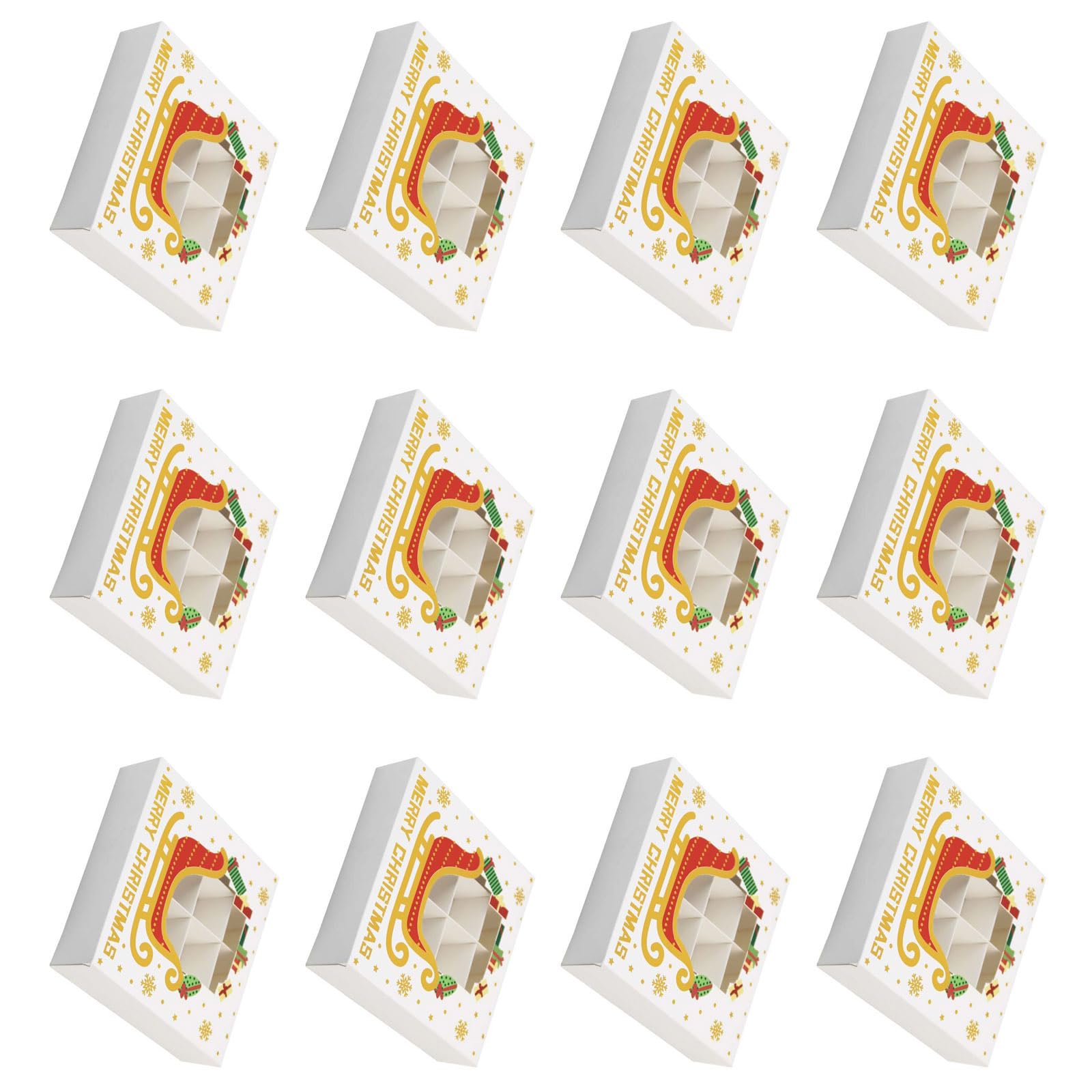 Boîtes pour bonbons Noël boîte biscuits kraft 12 pièces