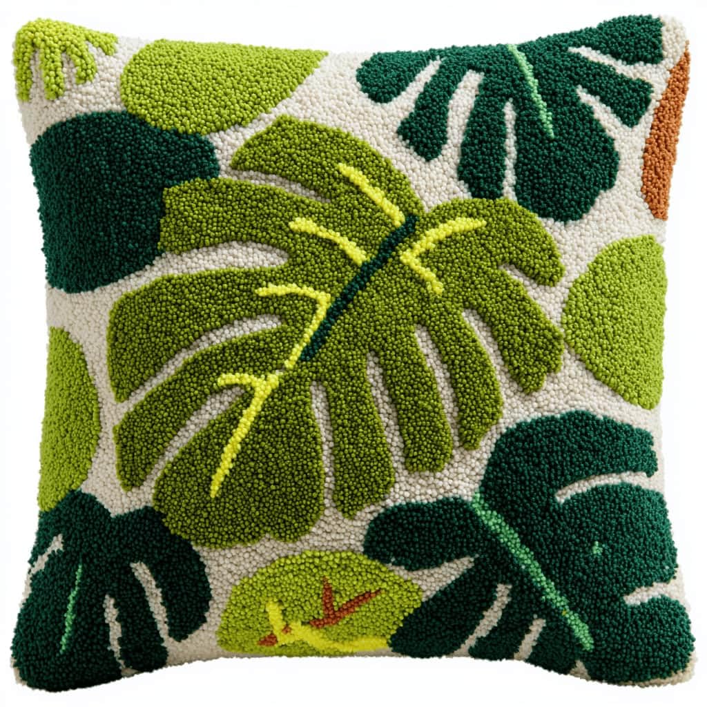 Kitquiver Latch Hook Rug Kits for Adults Leaf DIY Latch Hook Cushion Cross-Stitch Embroidery Cushion Cover for Home Sofa Decoration 17X17 in.