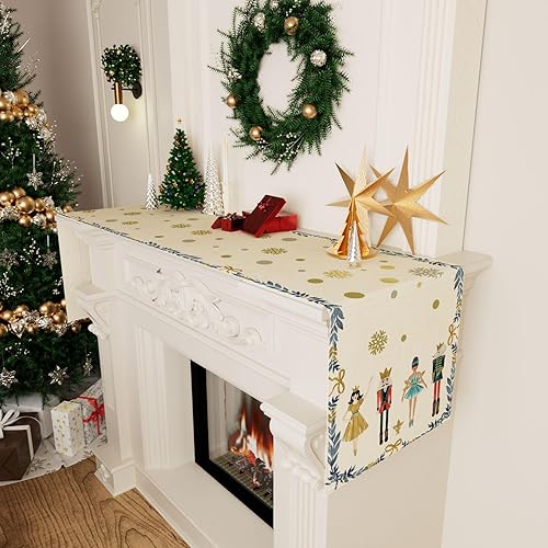 Miniatura 4 de Camino de mesa de cascanueces Feliz Navidad, decoración de mesa de invierno para el hogar, cocina, comedor, cena, interior, exterior, fiesta,