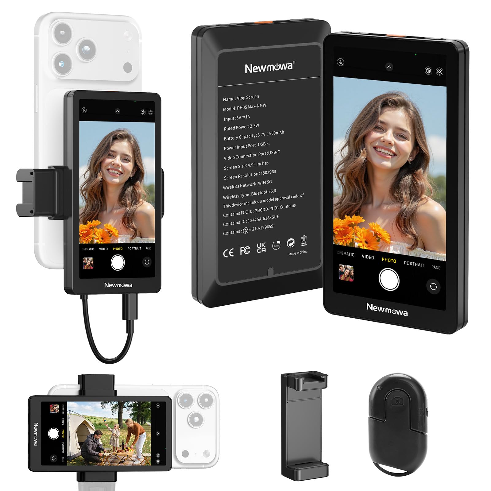 Amazon.co.jp: Newmowa Phone Vlog Selfie Monitor Screen、磁気電話