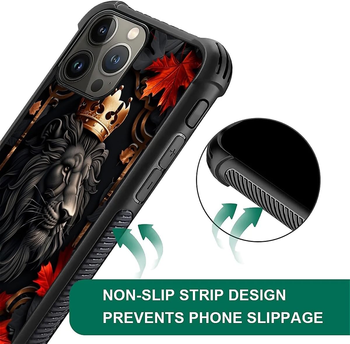 Compatible with iPhone 16 Pro Max Case,Maple Leaf Lion King Pattern Soft TPU Bumper Desgin,Anti-Scratch Shockproof Case for iPhone 16 Pro Max image 4