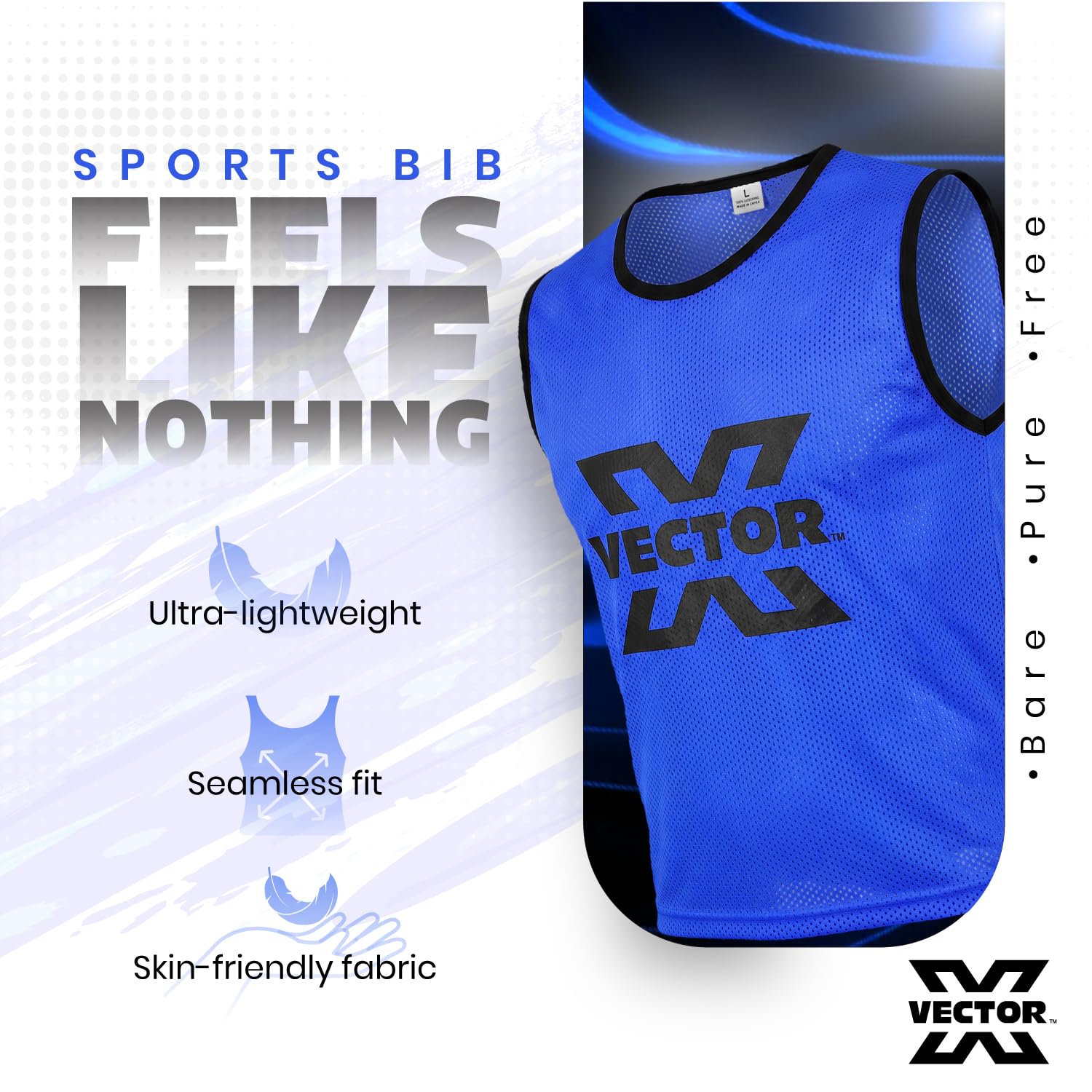 Vector X Training Bibs for Football Soccer Basketball Volleyball for Track and Field Play (M, BLUE, 6) 2