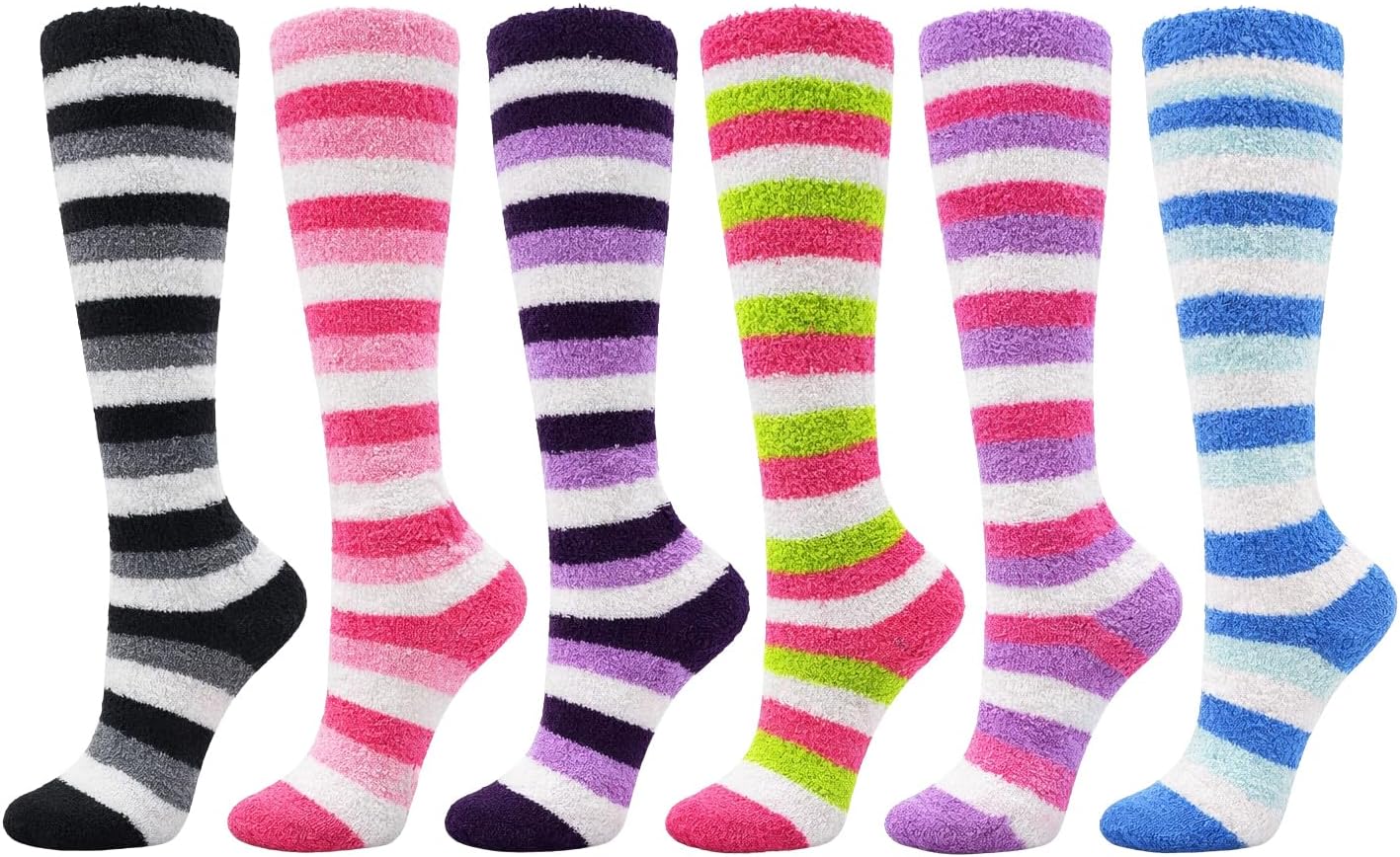 Winterlace Fuzzy Socks 6 Pairs for Women, Warm, Soft Furry Microfiber, Comfortable, Cozy, Bulk Pack