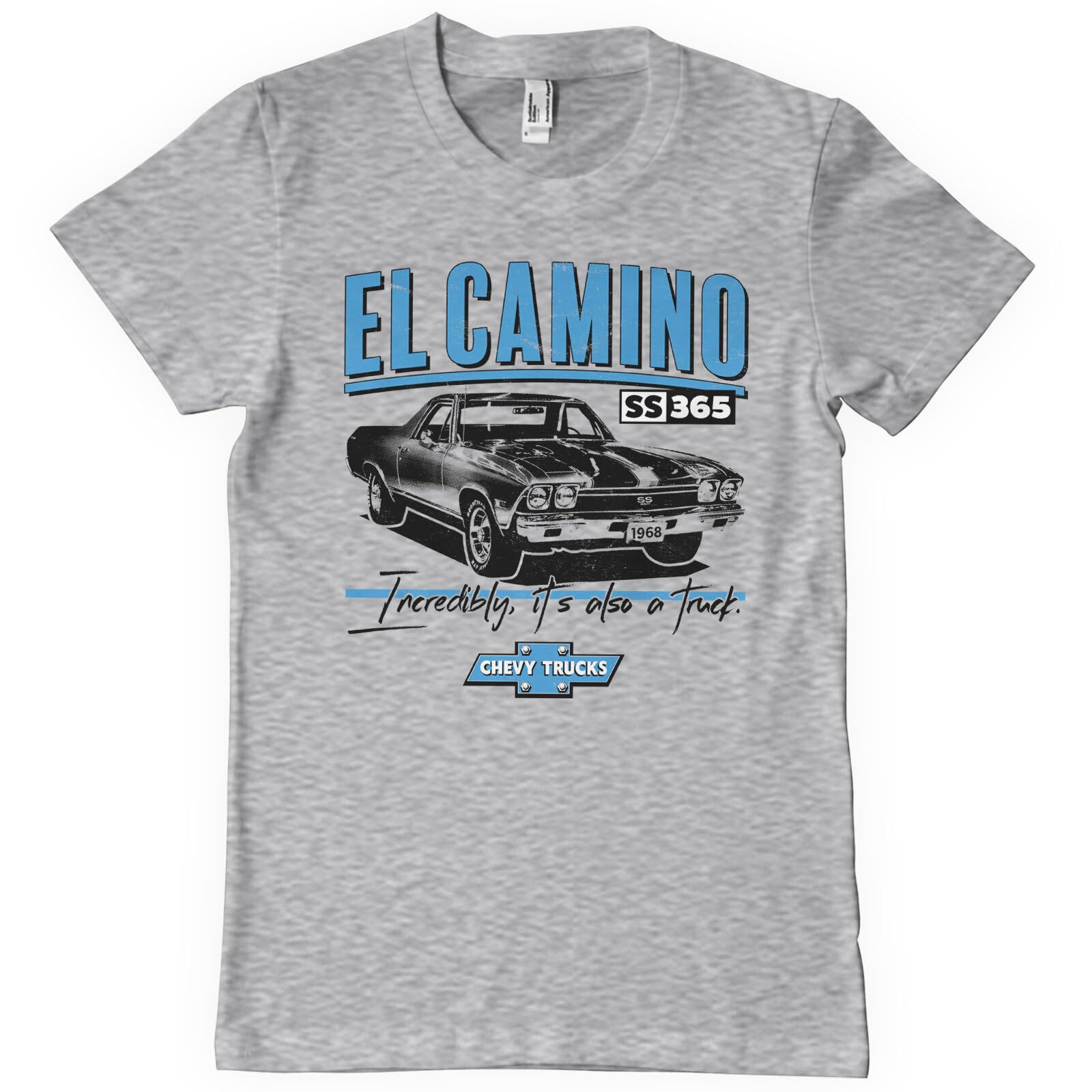 T-shirt Chevy El Camino SS365 Chevrolet noir en coton coupe droite col rond homme