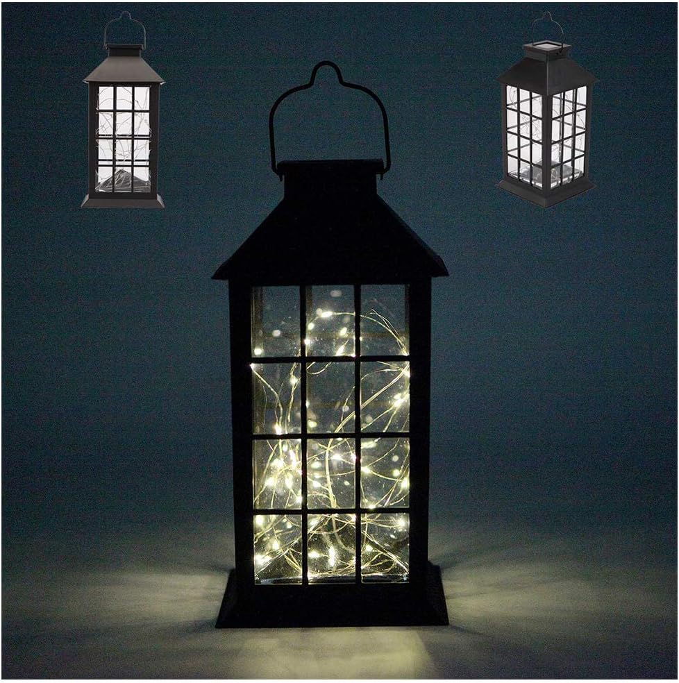 Forthcan Solar Lantern Lights,Outdoor Hanging Lamp,Waterproof 30 Warm White LEDs Copper Wire Fairy String Lights Lawn Patio Yard Pathway Walkway Courtyard Garden (Warm White-S)