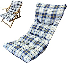Marvin Cushion for Chair, Chair, Lounger, Outdoor Garden, Wooden Fabric, Padded Recline, Folding (Blue/Yellow)