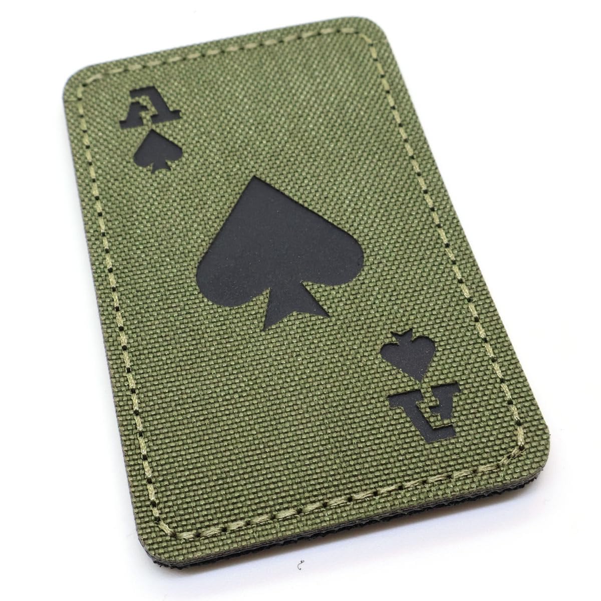 Ace of Spades Reflective Morale Patch Hook and Loop Fabric Playing Card Death Badge 8.1cm x 5.1cm British Forces Airsoft Black, Green, Tan (OD Green)
