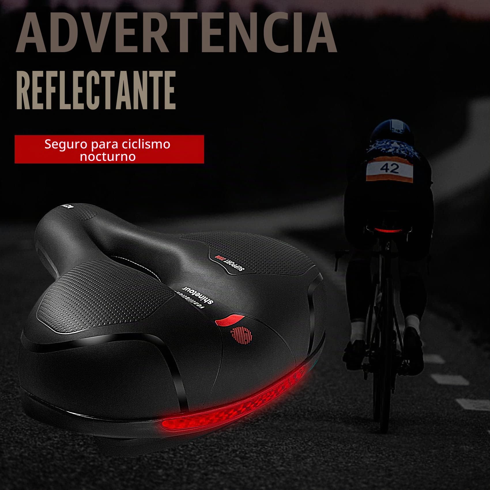 Luzoon - Sillín de Bicicleta de Gel ergonómico, con Funda Impermeable, Transpirable, para Hombre y Mujer, cómodo